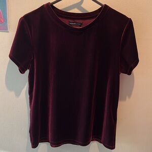 Abercrombie & Fitch   Velvet scoopneck Top short sleeves  deep maroon  Size S-M